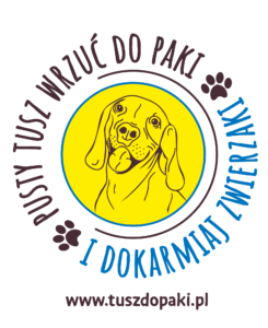 zdjęcie przedstawia logo akcji charytatywnej "Tusze do paki. Dokarmiaj zwierzaki"